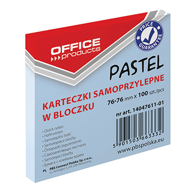 Стікер самокл. 76*76мм*100арк 14047611-01 пастель синій (12) (OFFICE PRODUCTS)